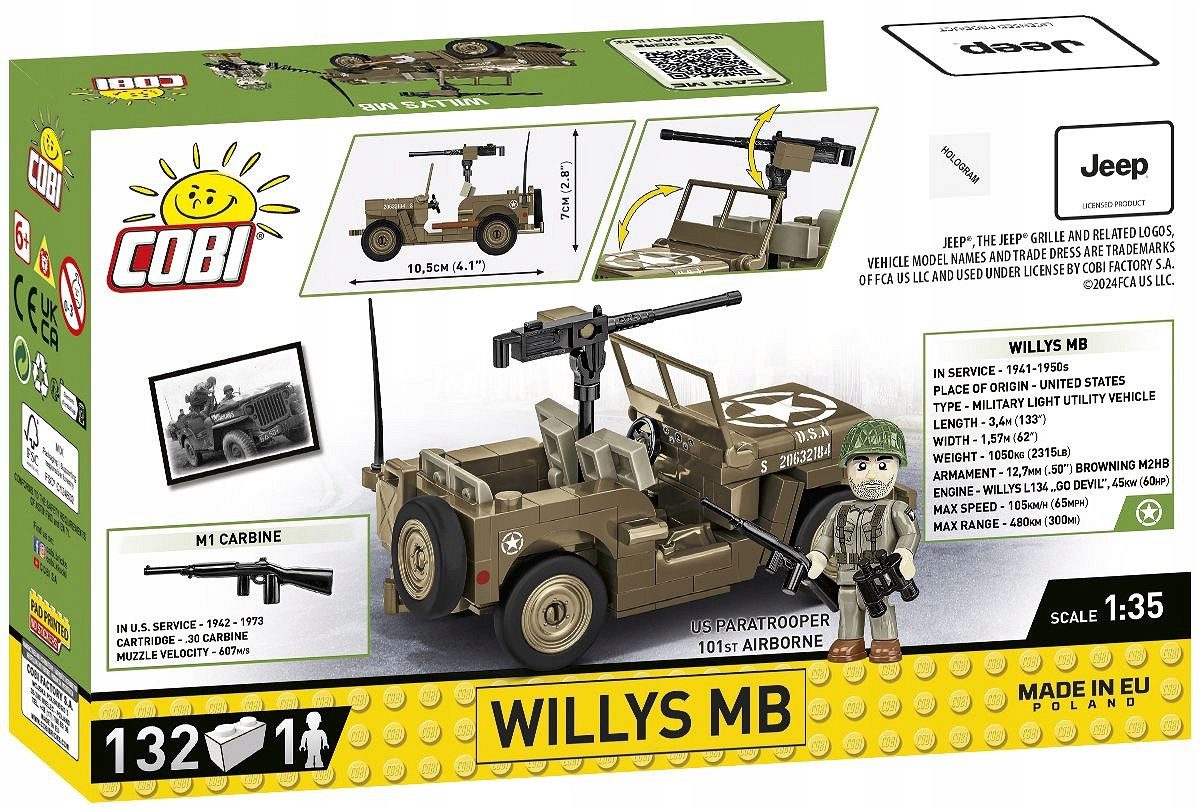 Klocki Cobi 3133 HC WWII Willys MB 132 el. - obrazek 3