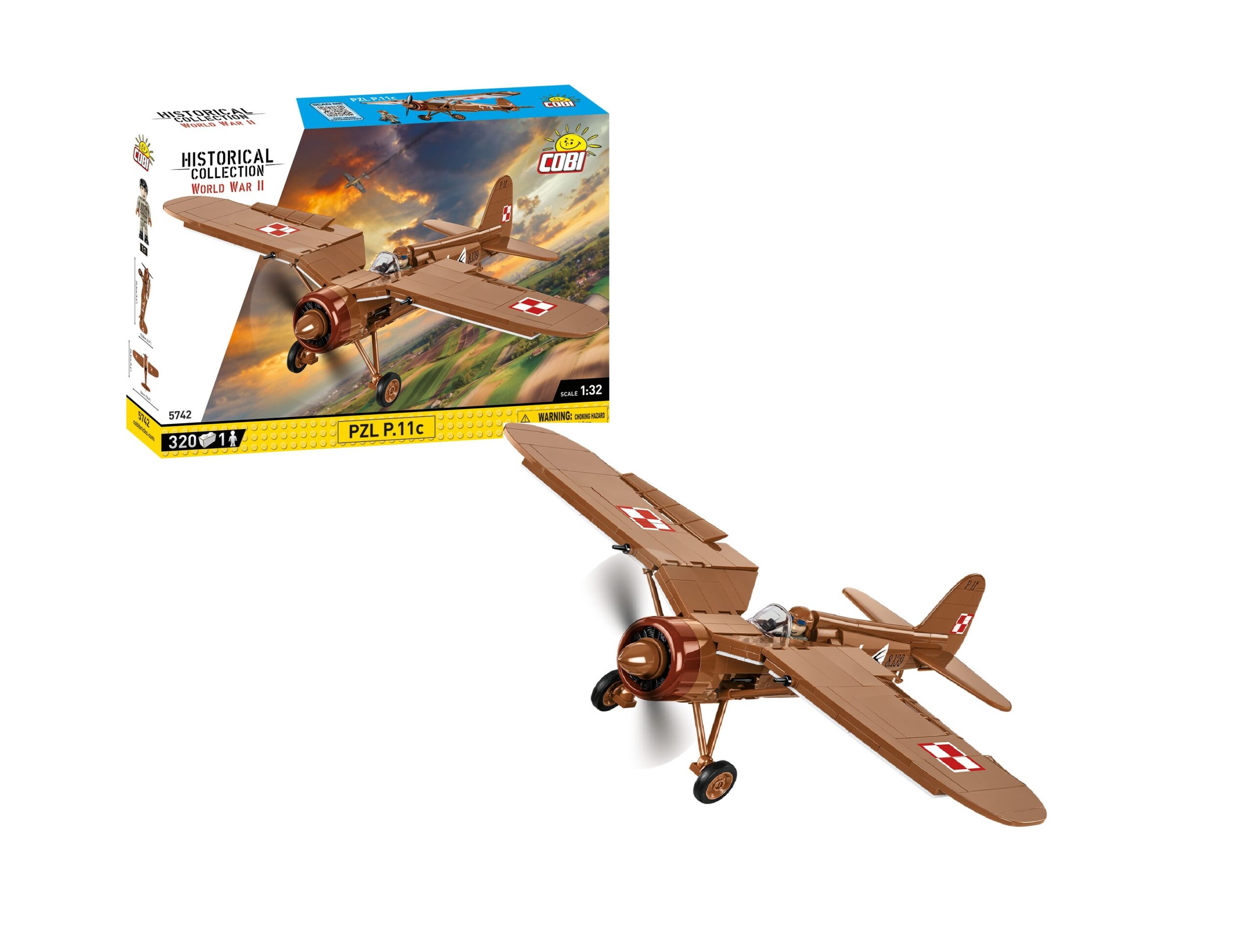 Klocki Cobi 5742 Polski Samolot Myśliwski PZL P.11c 320 el.