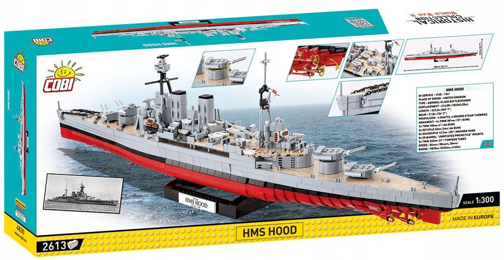 Klocki COBI 4830 HMS Hood – Brytyjski Krążownik Okręt Wojenny WWII 2613 el. - obrazek 3