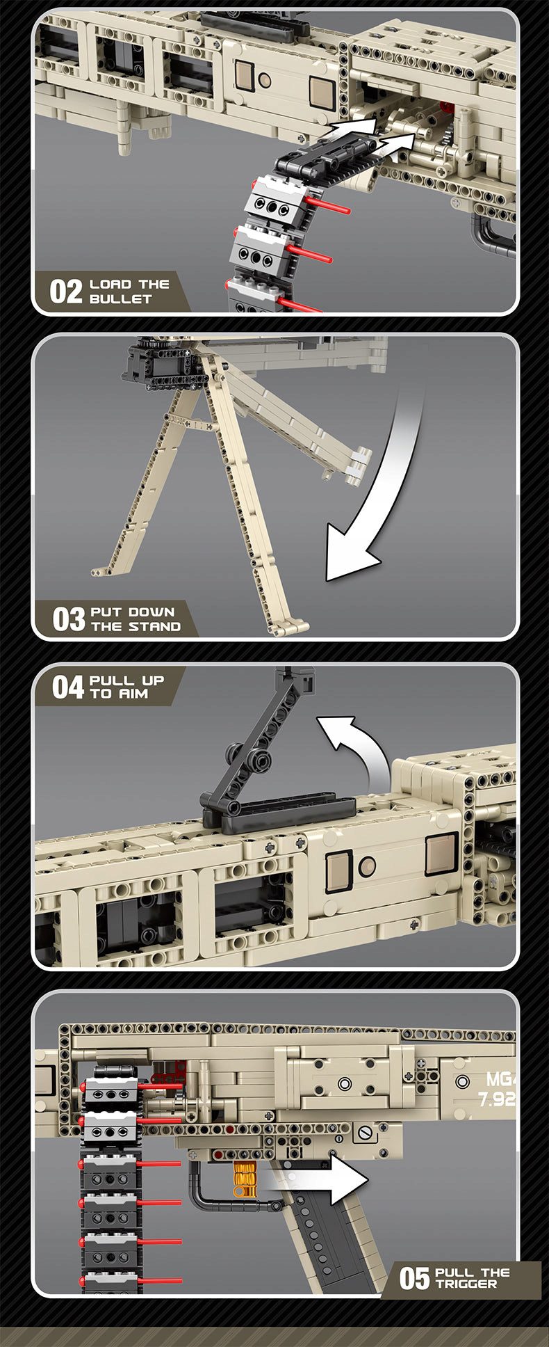Klocki Reobrix 77006 Karabin Maszynowy MG-42 1886 el. - obrazek 6