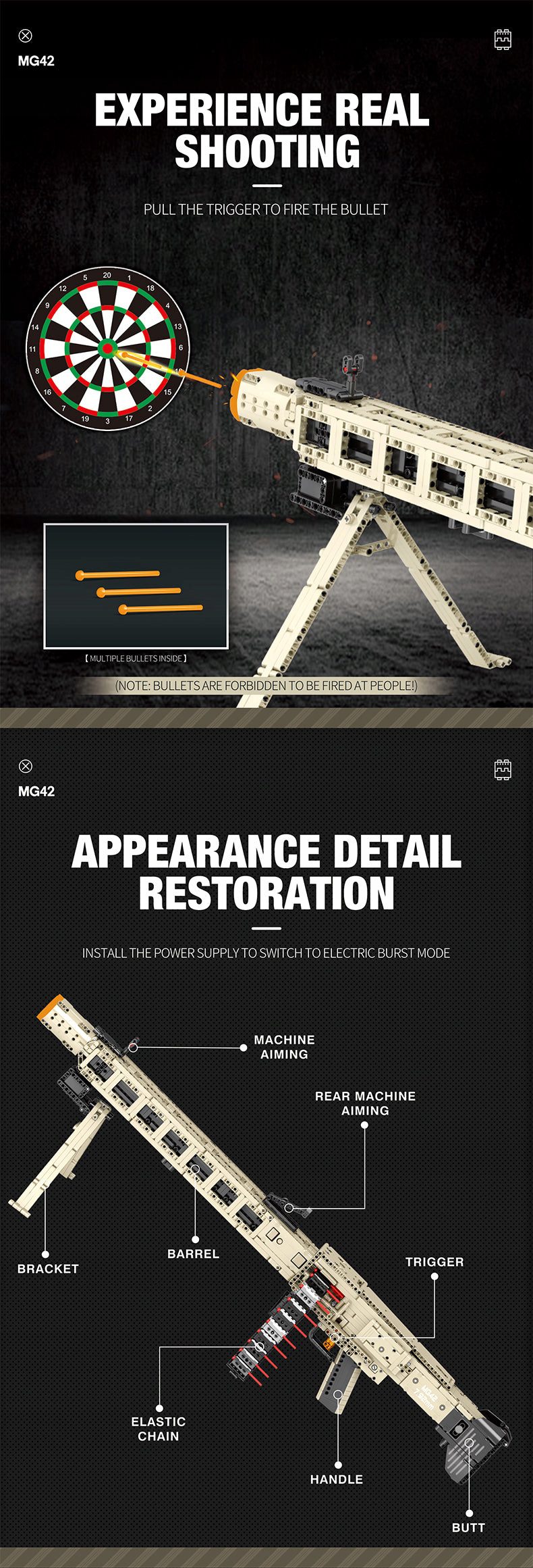 Klocki Reobrix 77006 Karabin Maszynowy MG-42 1886 el. - obrazek 8