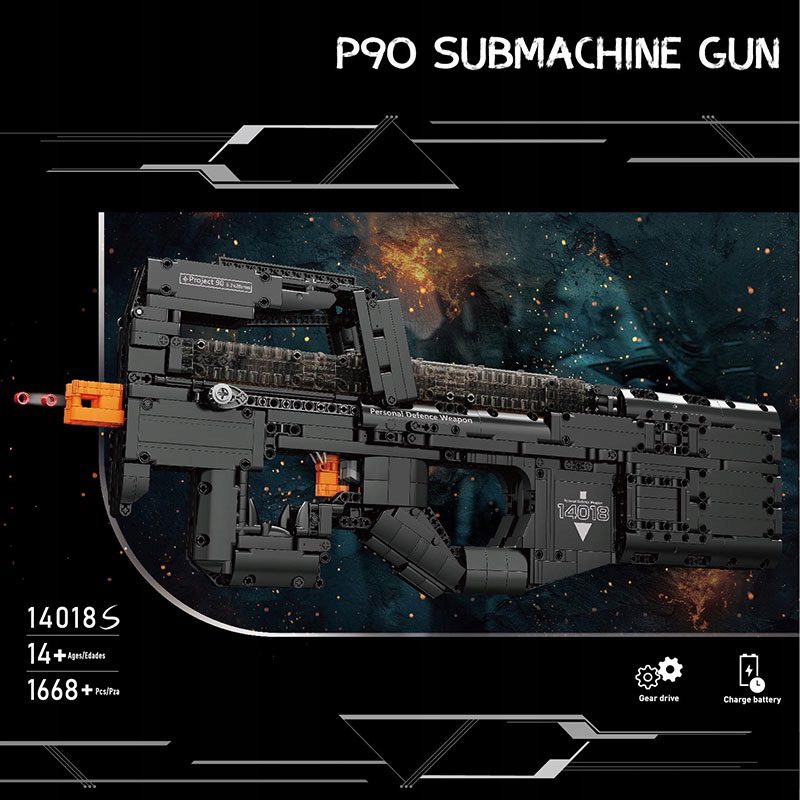 Klocki Mould King 14018S Karabin P90 Pistolet Maszynowy 1589 el. - obrazek 2