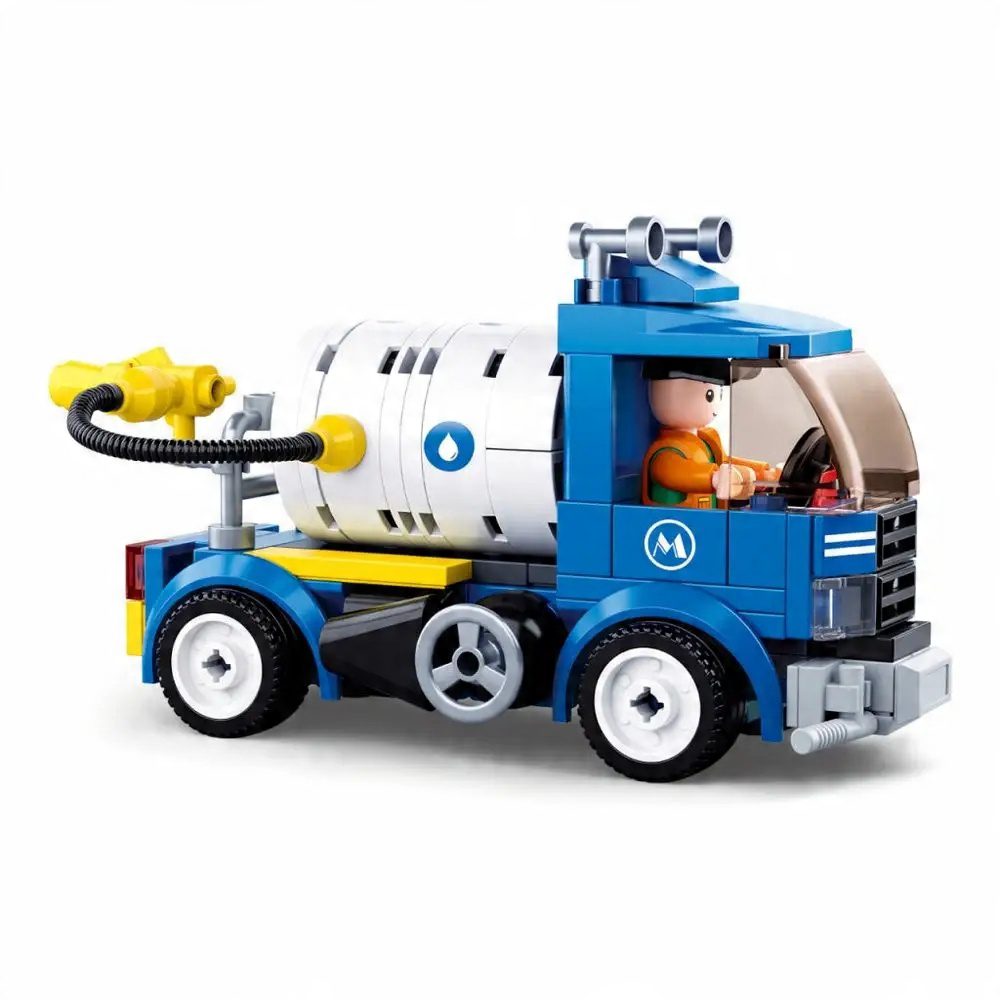 Model beczkowozu Sluban M38-B0781C złożony z klocków