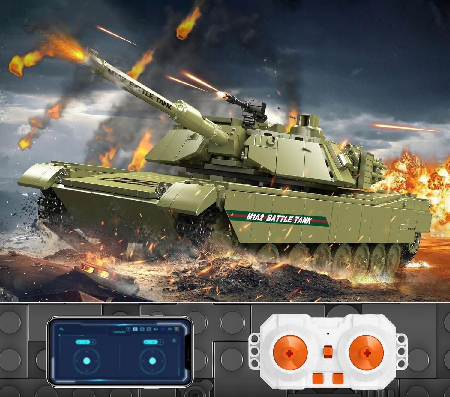 Klocki Mould King 20033 Zdalnie Sterowany Czołg M1A2 1168 el. - obrazek 2