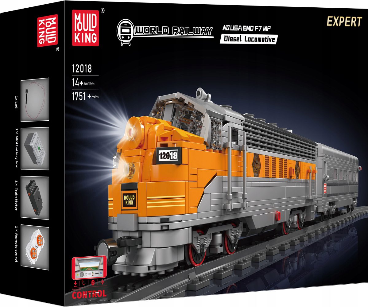 Klocki Mould King 12018s Lokomotywa Spalinowa EMD F7 WP 1751 el. - obrazek 9