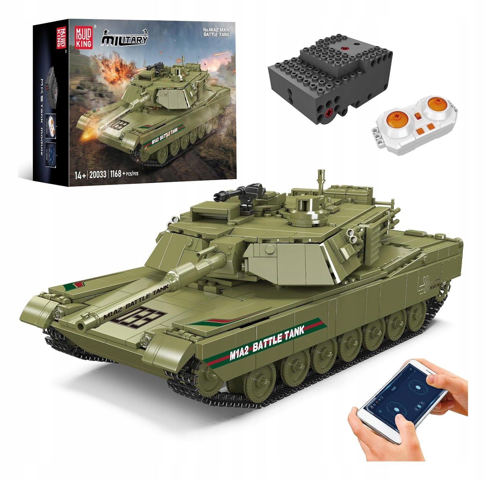 Klocki Mould King 20033 Zdalnie Sterowany Czołg M1A2 1168 el.