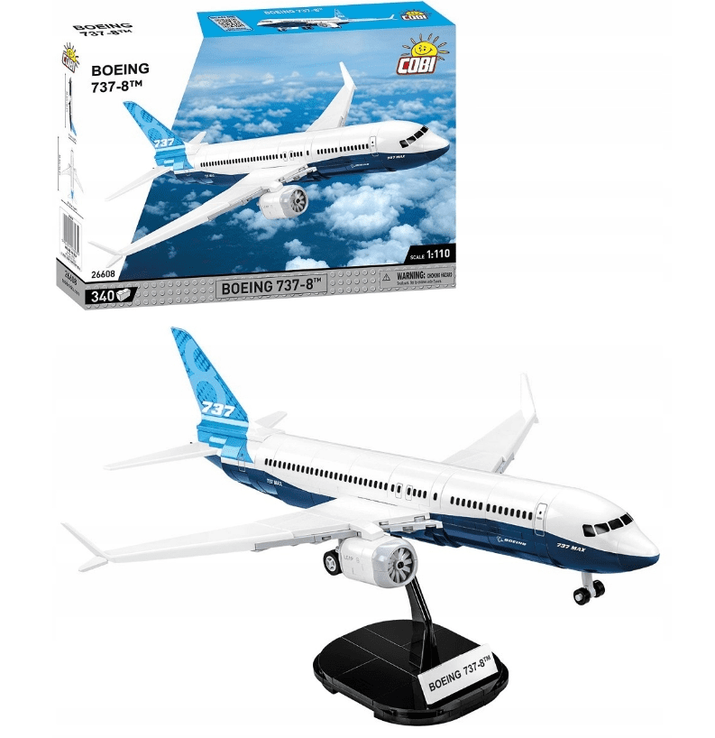 Model samolotu pasażerskiego Boeing 737-8 z klocków Cobi – zestaw 340 elementów