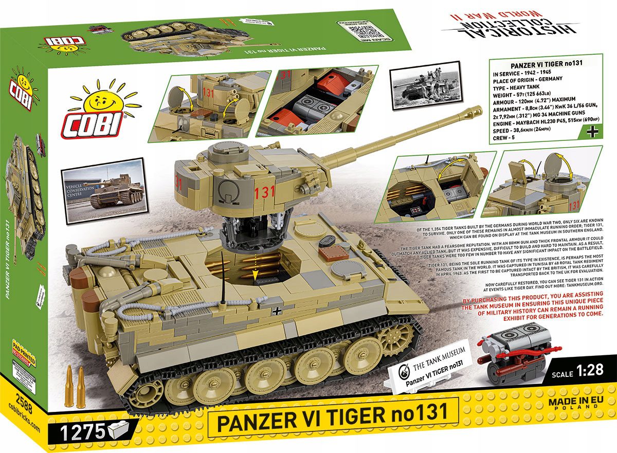 Klocki Cobi 2588 Czołg Panzer VI Tiger Tygrys 1275 el. - obrazek 4