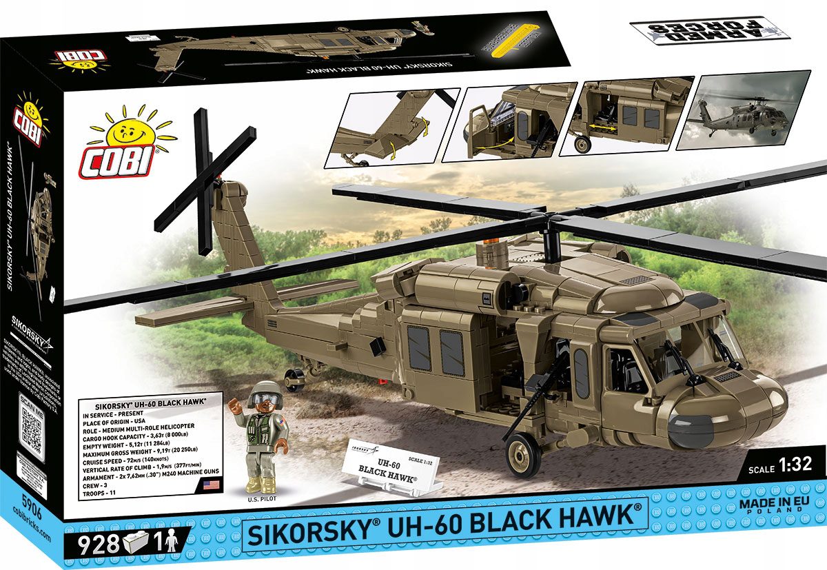 Klocki Cobi 5906 Śmigłowiec Sikorsky UH-60 Black Hawk 928 el. - obrazek 3