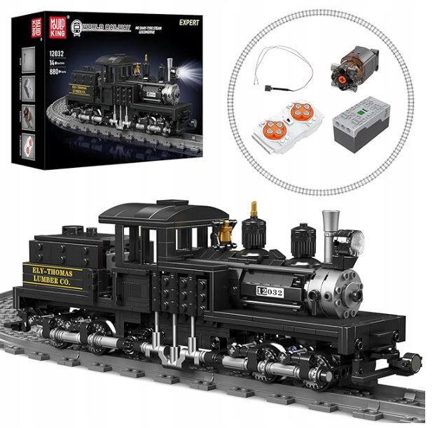 Mould King 12032 Zdalnie Sterowana Lokomotywa Parowa 880 el. - obrazek 4