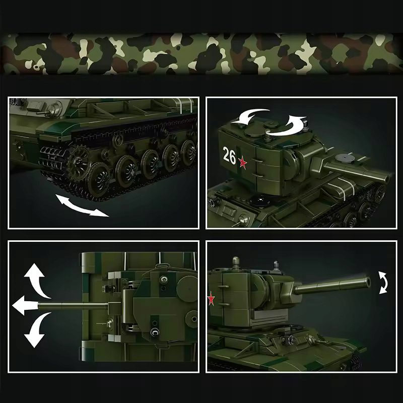 Klocki Mould King 20026 Czołg Zdalnie Sterowany KV-2 961 el. - obrazek 7