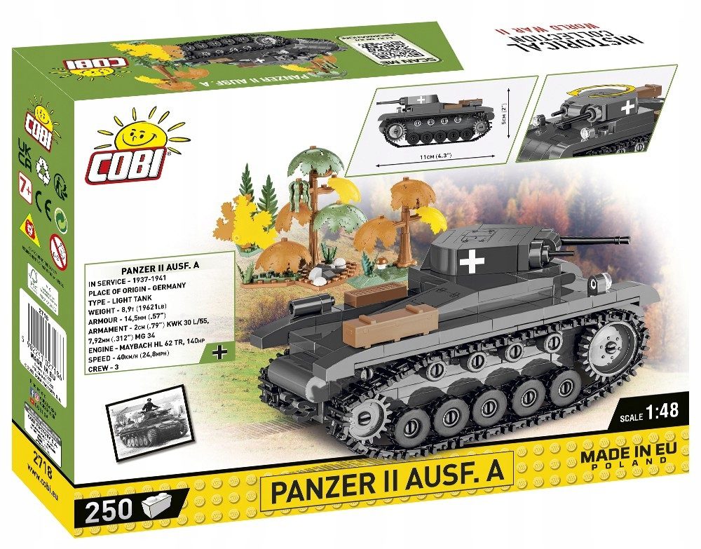 Klocki Cobi 2718 Historical Collection WWII Czołg Panzer II Ausf.A 250 el. - obrazek 3