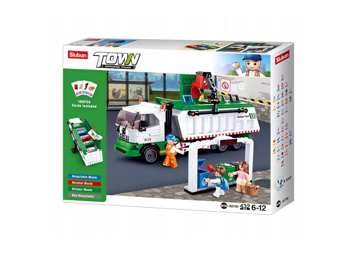Klocki Sluban Town M38-B0780 Śmieciarka + Gra Karciana 432 el.