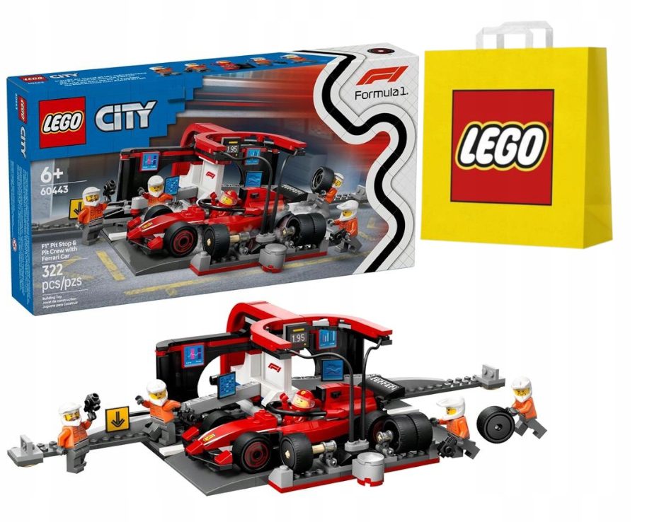 Lego City 60443 F1 Pit Stop i Mechanicy Ferrari 322 el. - obrazek 12