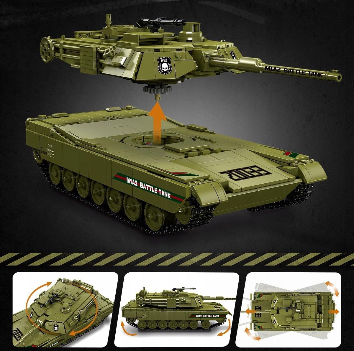 Klocki Mould King 20033 Zdalnie Sterowany Czołg M1A2 1168 el. - obrazek 3