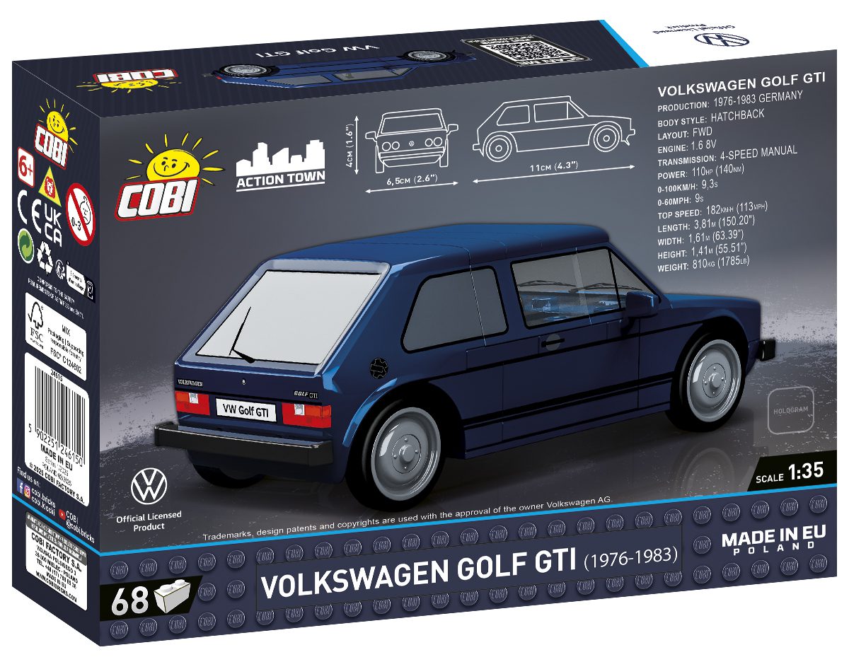 Klocki Cobi 24615 Samochód Volkswagen Golf GTI Granatowy 1:35 68 el. - obrazek 4