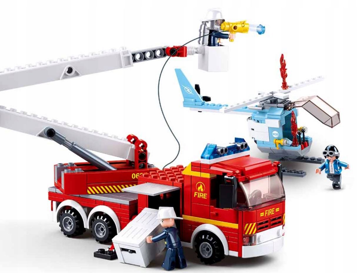 Klocki Sluban M38-B0627 Wóz Strażacki + Helikopter 394 el. - obrazek 3