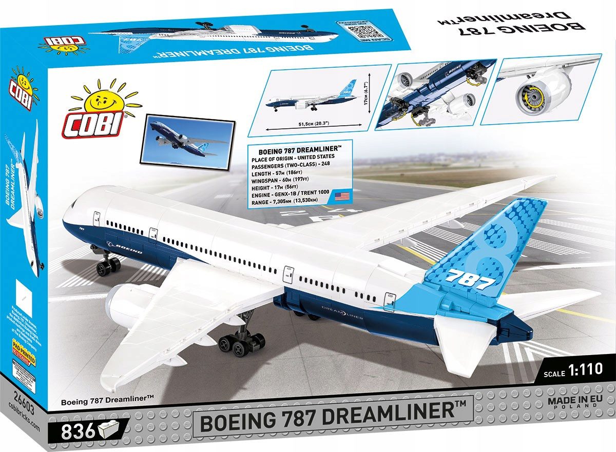 Klocki Cobi 26603 Samolot Boeing 787 Dreamliner 836 el. - obrazek 2