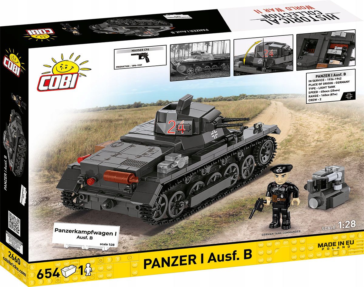 Klocki Cobi 2660 Niemiecki Czołg Panzer I Ausf.B 654 el. - obrazek 3