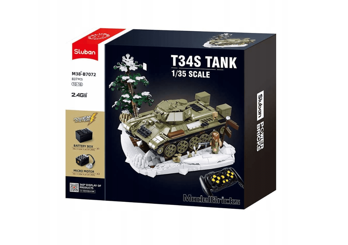 Klocki Sluban M38 - B7072 Zdalnie Sterowany Czołg T-34S 837 el.