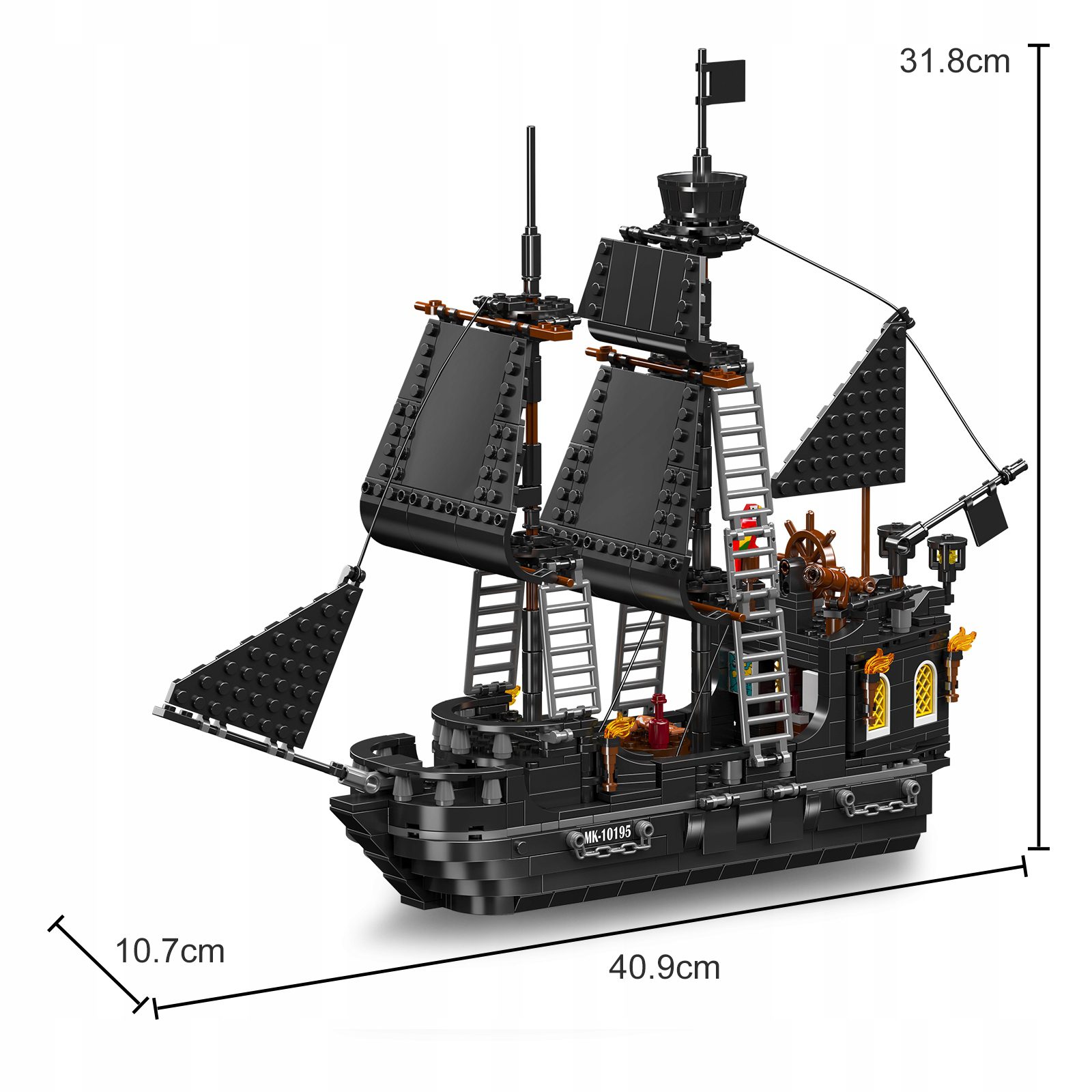Mould King 10195 Statek Widmo - 932 elementy, Klocki Piracki Zestaw - obrazek 2
