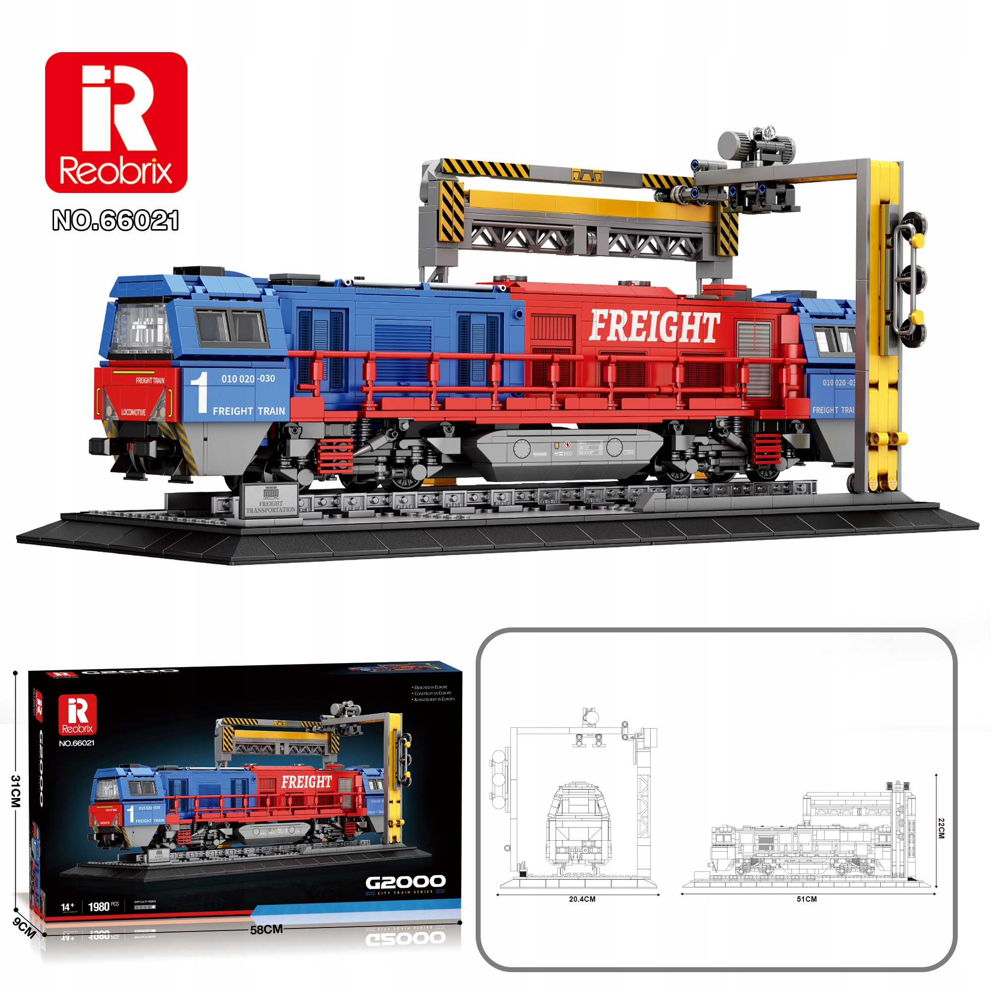 Klocki Reobrix 66021A Lokomotywa Towarowa Diesel G2000 1980 el. - obrazek 8