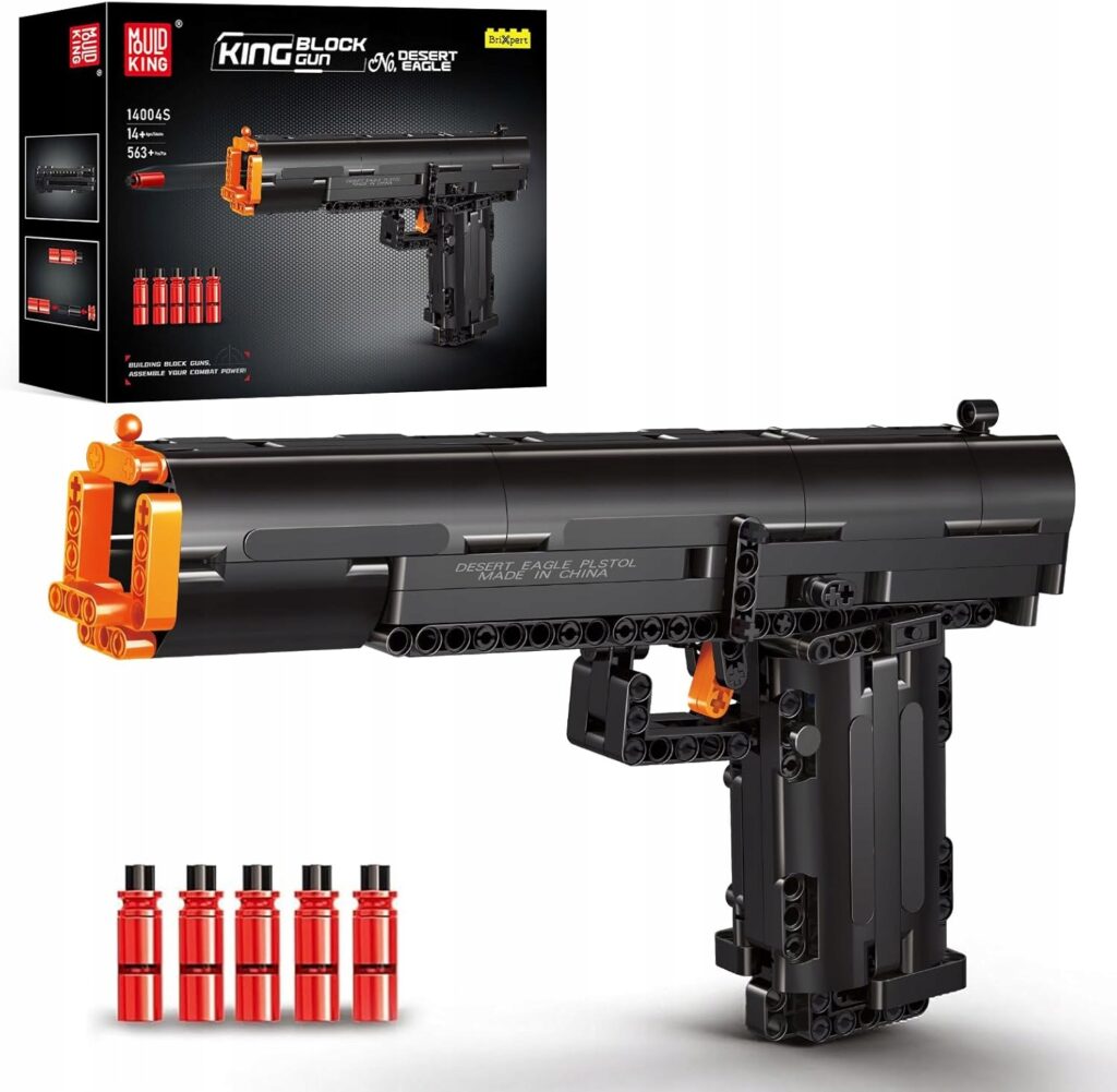 Model pistoletu Desert Eagle z klocków Mould King – zestaw 563 elementy z funkcją strzału