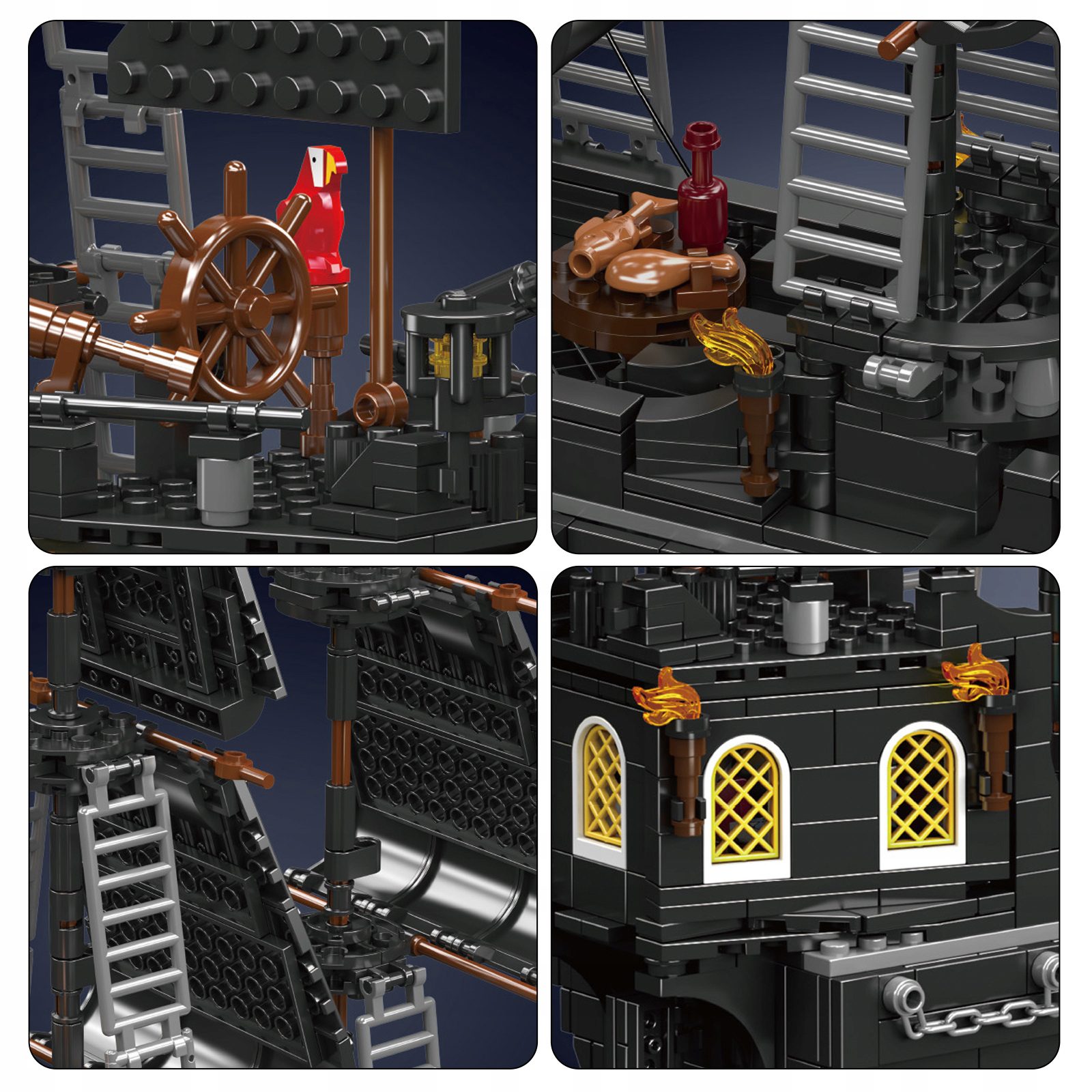 Mould King 10195 Statek Widmo - 932 elementy, Klocki Piracki Zestaw - obrazek 5