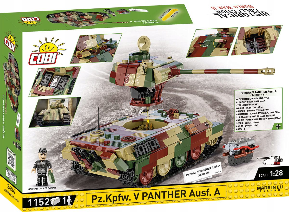 Klocki Cobi 2654 Panther A Model Niemiecki Czołg II WŚ 1152 el. - obrazek 2