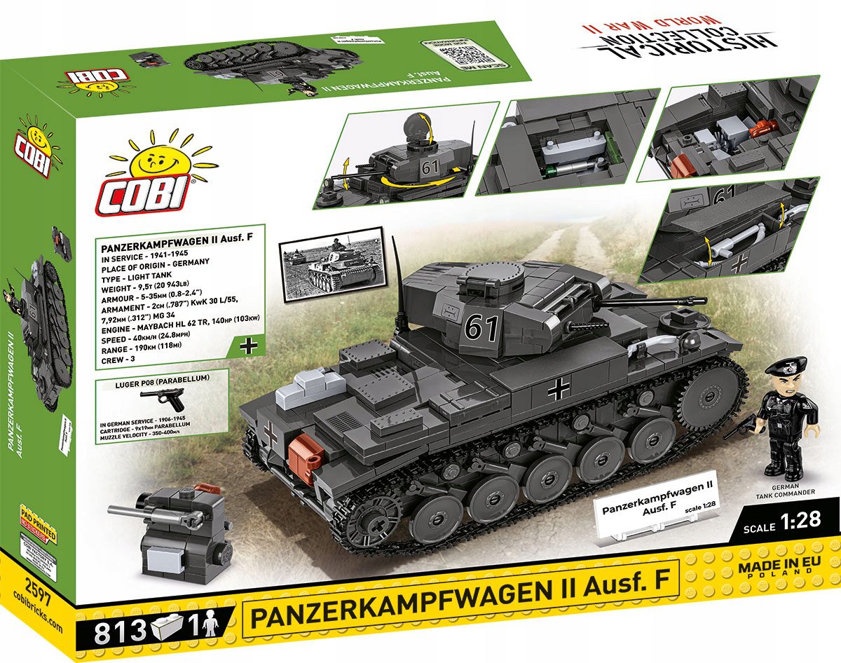 Klocki Cobi 2597 Czołg Panzerkampfwagen II Ausf. F Niemiecki Czołg Lekki - obrazek 5
