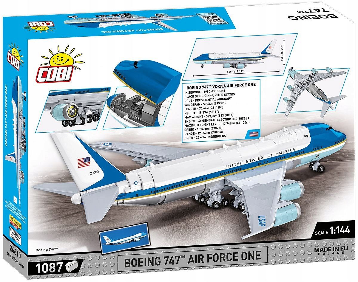 Klocki Cobi 26610 Samolot Prezydenta USA Boeing 747 AirForce One Jumbo Jet - obrazek 5
