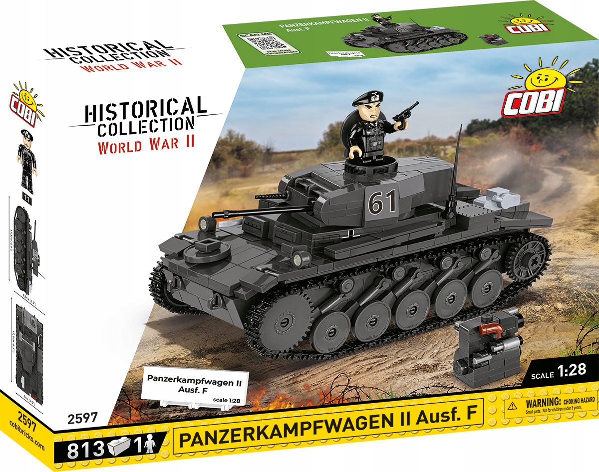 Klocki Cobi 2597 Czołg Panzerkampfwagen II Ausf. F Niemiecki Czołg Lekki - obrazek 4