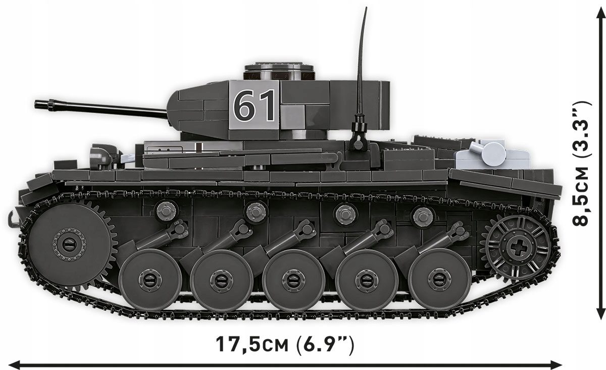 Klocki Cobi 2597 Czołg Panzerkampfwagen II Ausf. F Niemiecki Czołg Lekki - obrazek 6