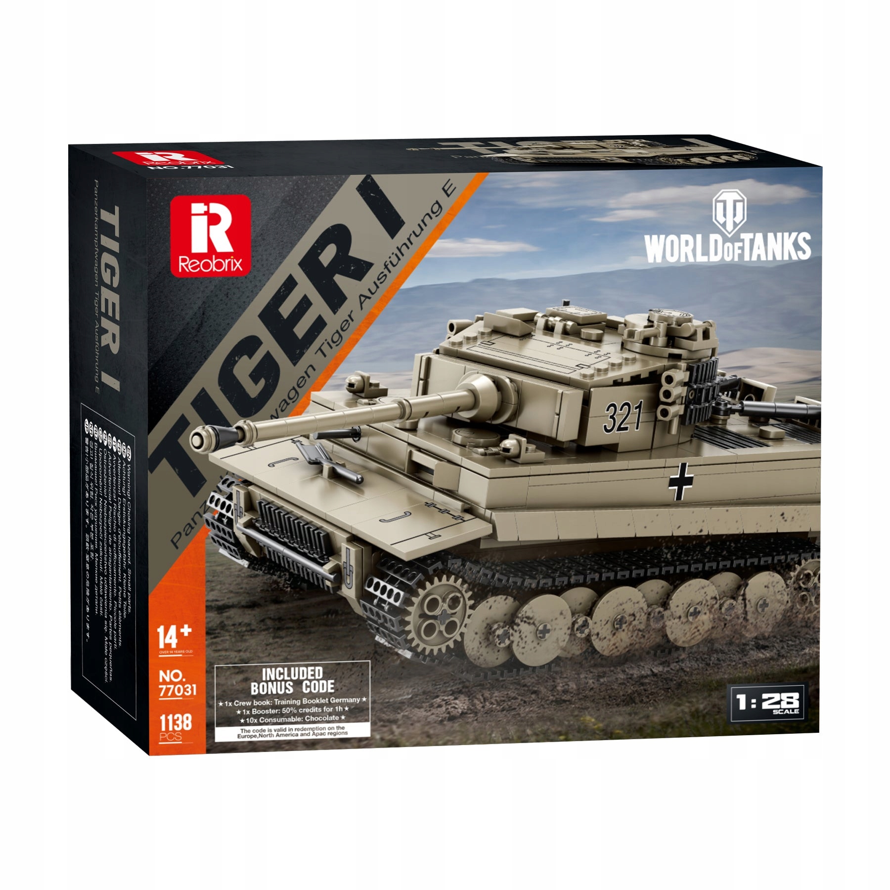 Klocki Reobrix 77031 Czołg Tiger I World of Tanks 1138 el. - obrazek 5