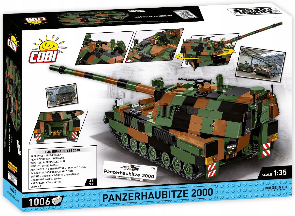 Klocki Cobi 2628 - Panzerhaubitze 2000 Niemiecka Haubica Samobieżna 1006 el - obrazek 5
