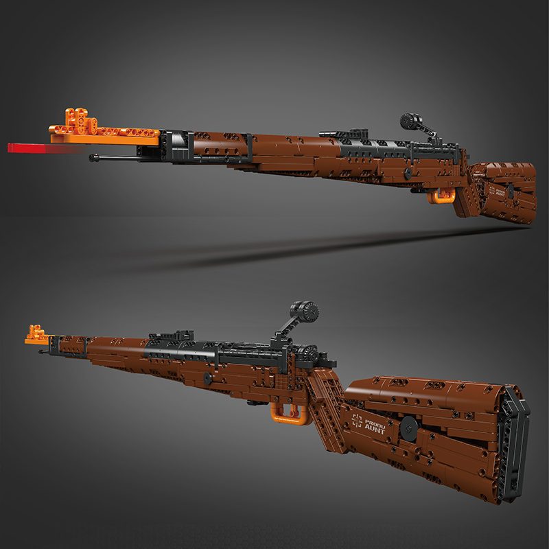 Złożona z klocków technicznych Mould King 14002S realistyczna replika karabinu Mauser 98K w skali 1:1.