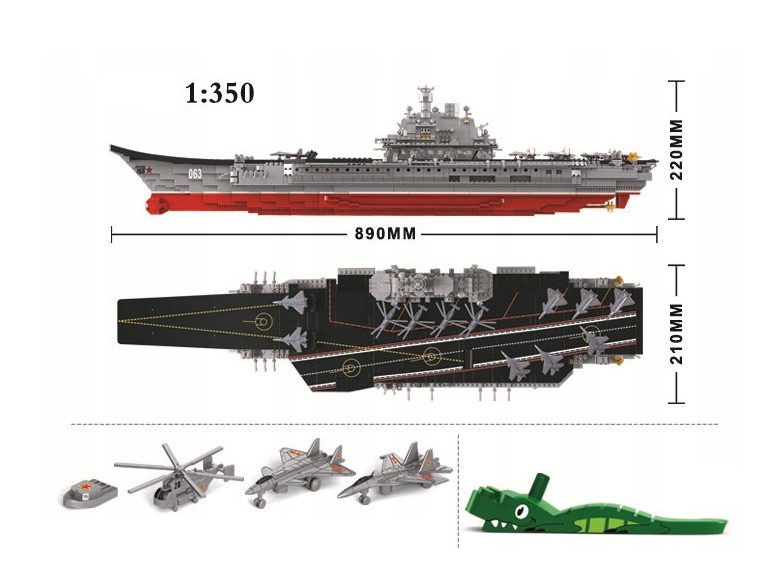 Klocki Sluban B0388 Lotniskowiec Wojenny Kuzniecow 89 cm 1875 el. Wojsko - obrazek 5