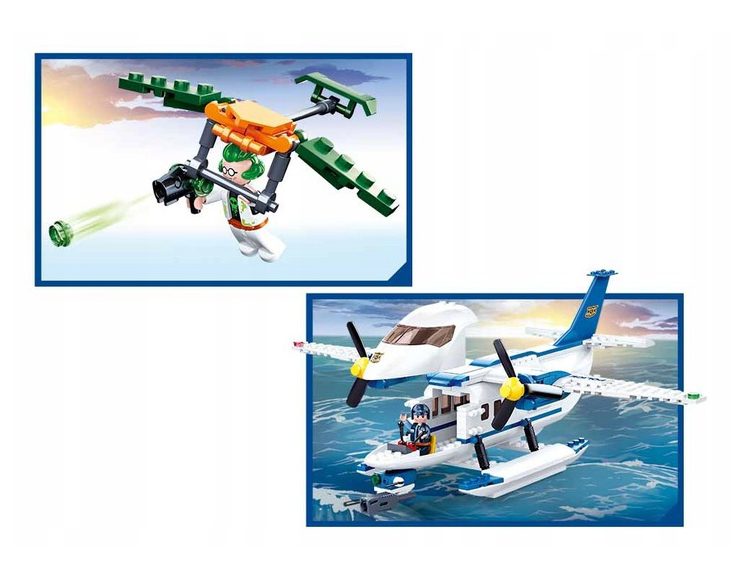 Klocki Sluban B0826 Wodny Samolot Policyjny 380 el. Prezent dla Dzieci - obrazek 7