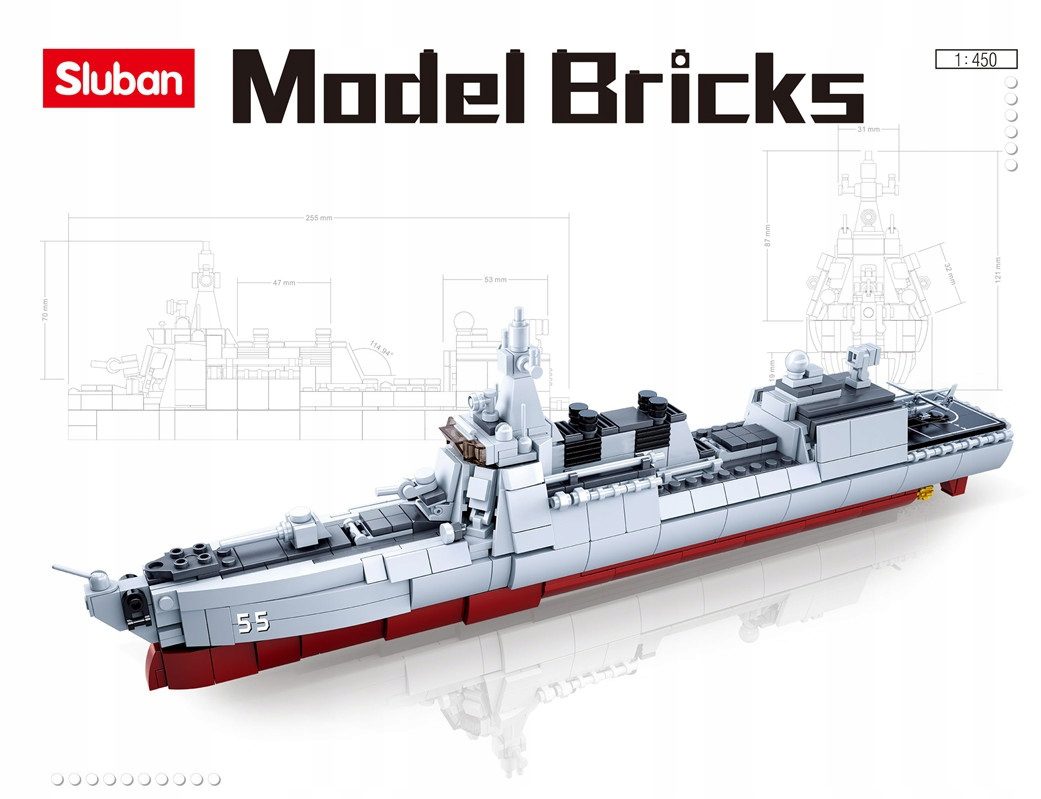 Klocki Sluban B0700 Okręt Wojskowy Niszczyciel 578 el. - obrazek 5