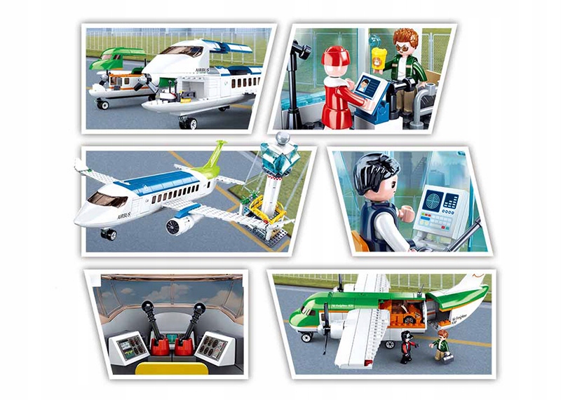 Klocki Sluban B0930 Samolot z Wieżą Lotów i Obsługą Naziemną 731 el. - obrazek 6