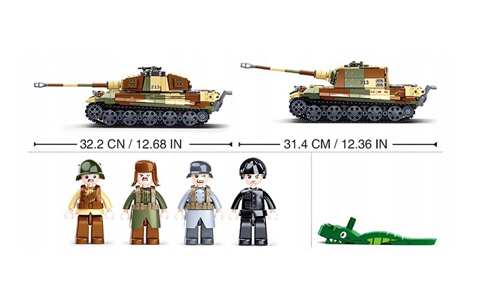 Klocki Sluban B980 Czołg Panzer VI Ausf. B Königstiger/Jagdtiger 2w1 930 el. - obrazek 8