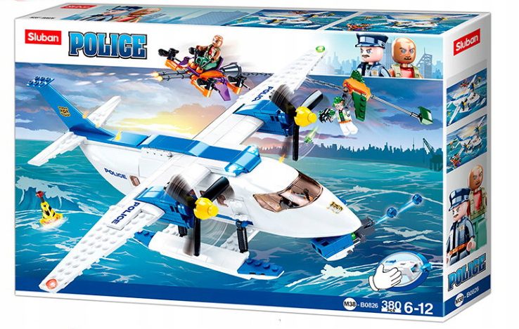 Klocki Sluban B0826 Wodny Samolot Policyjny 380 el. Prezent dla Dzieci - obrazek 2