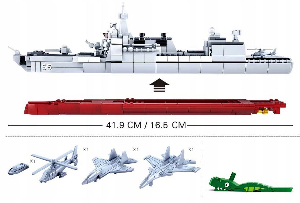 Klocki Sluban B0700 Okręt Wojskowy Niszczyciel 578 el. - obrazek 4