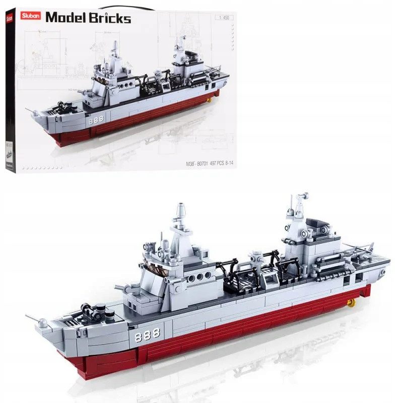 Klocki Sluban B0701 Okręt Wojskowy Krążownik Wojsko 497 el.