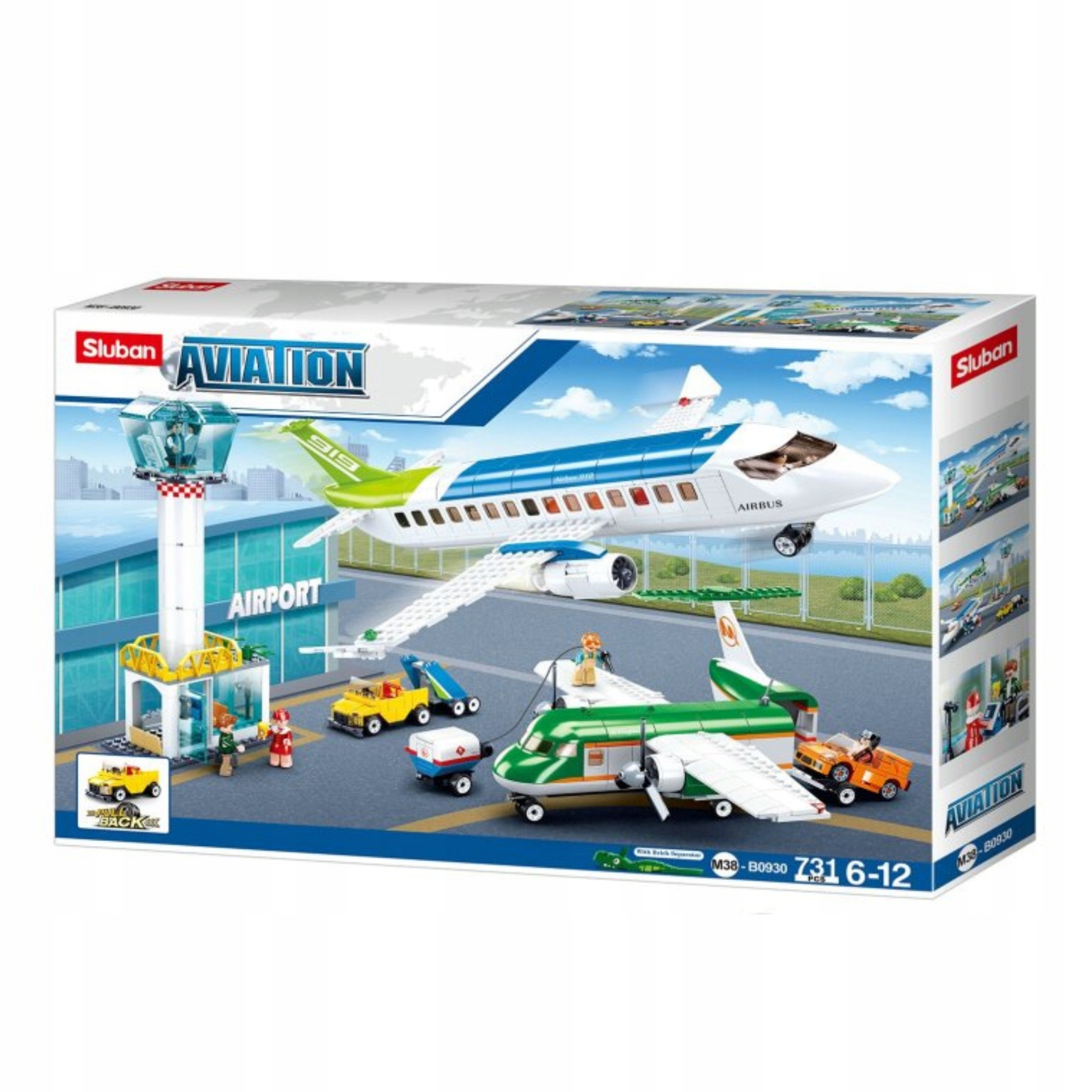 Klocki Sluban B0930 Samolot z Wieżą Lotów i Obsługą Naziemną 731 el. - obrazek 2