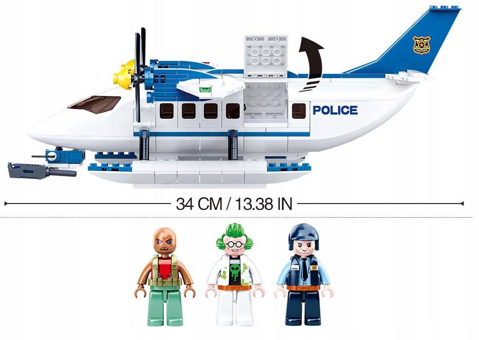 Klocki Sluban B0826 Wodny Samolot Policyjny 380 el. Prezent dla Dzieci - obrazek 5