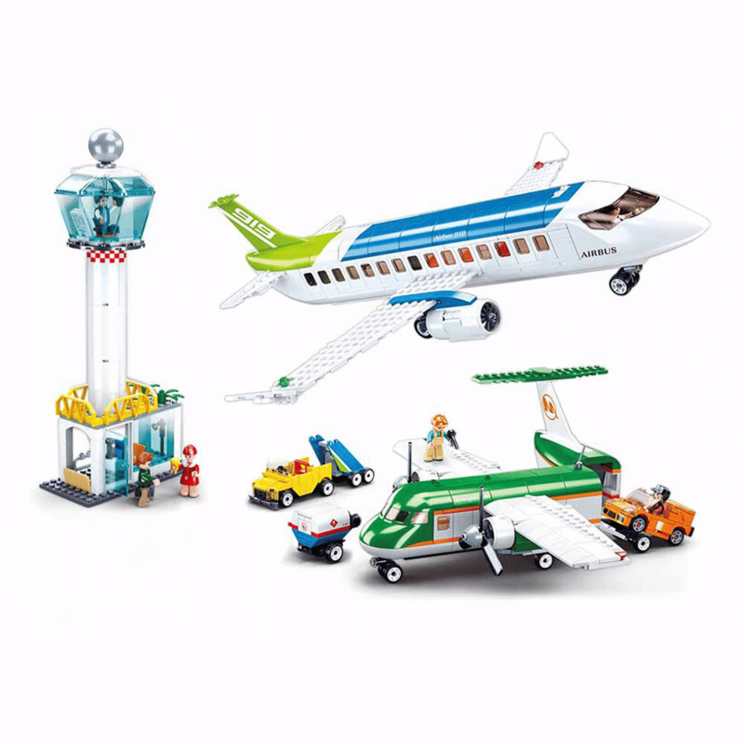 Klocki Sluban B0930 Samolot z Wieżą Lotów i Obsługą Naziemną 731 el. - obrazek 5