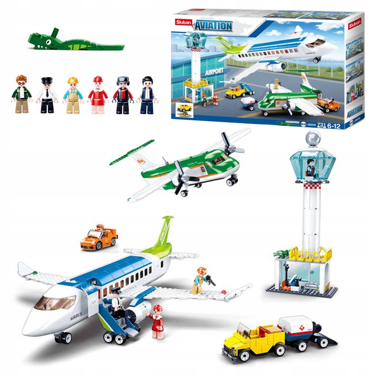 Klocki Sluban B0930 Samolot z Wieżą Lotów i Obsługą Naziemną 731 el. - obrazek 3