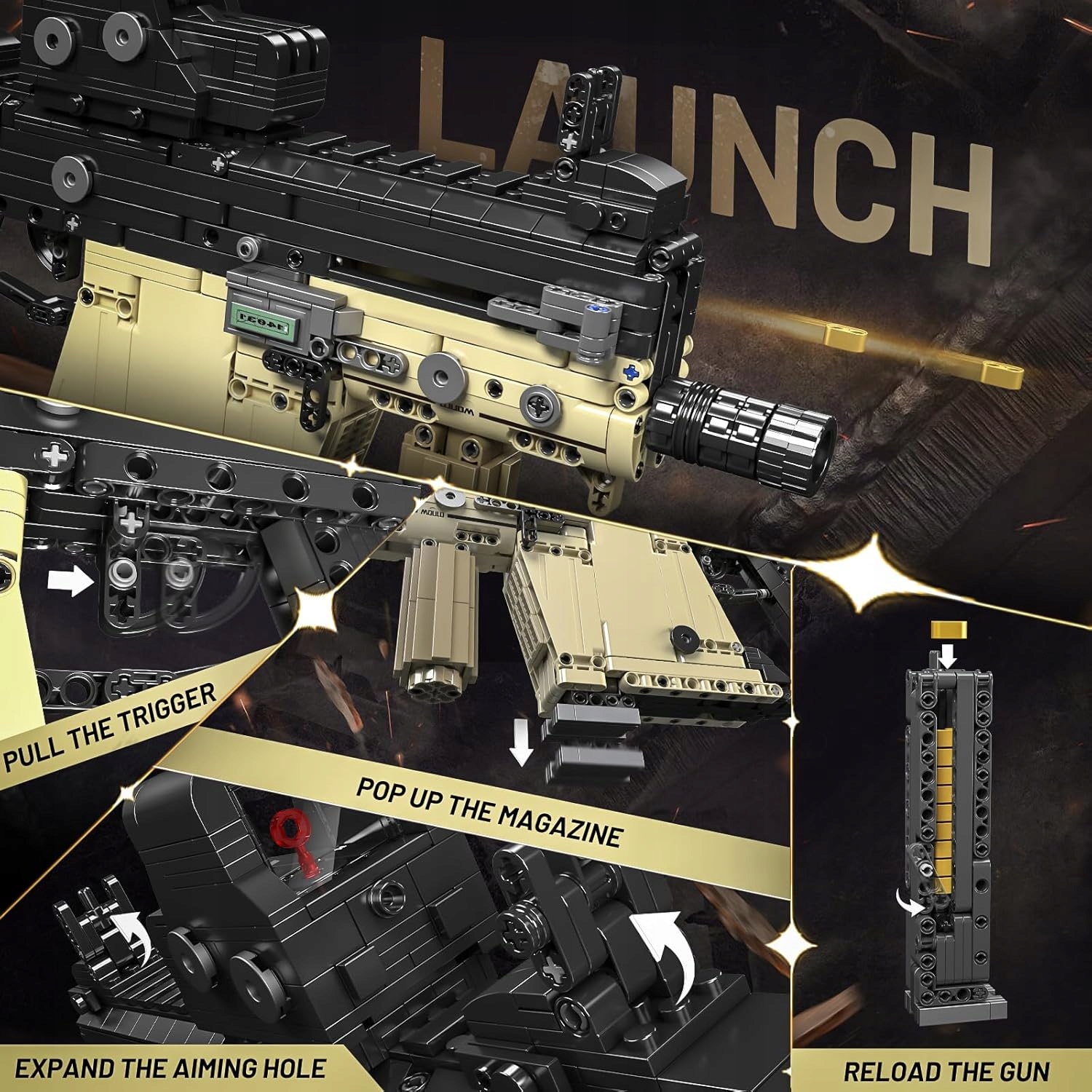 Klocki Mould King 14031 Pistolet Maszynowy Kriss Vector 1558 el - obrazek 7